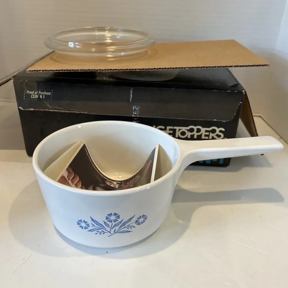 READ New Sealed Vtg 1980 Corningware RangeToppers skillet w/top Blue Cornflower
